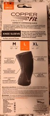 Copper Fit Infused Knee Sleeve – Compression – Black – Unisex – Large 14″ to 16″
