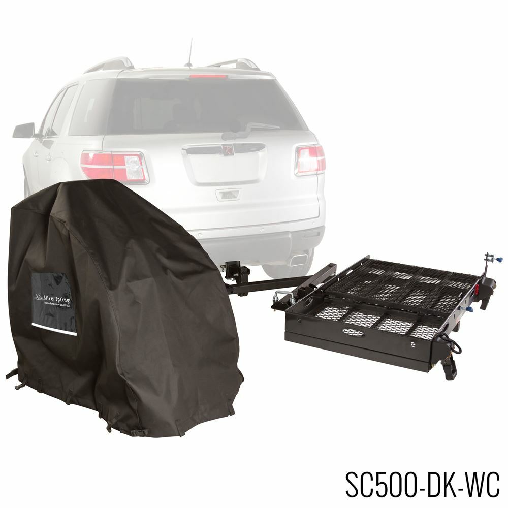 Silver Spring Hitch Mobility Carrier 500 lb Travel +Powerchair Cover SC500-DK-W