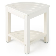 2-Tier Waterproof Shower Stool Corner Shower for Indoor Outdoor Use White