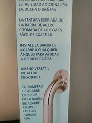 Medline 16″ Knurled Texture Grab Bar Stainless Bathroom Safety Handle Tub Wall