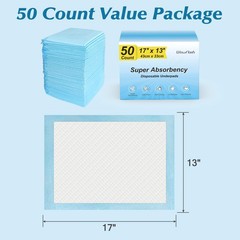 Wowflash Super Absorbency Disposable Diaper Pads for 50 Count 17″ x 13″, Blue