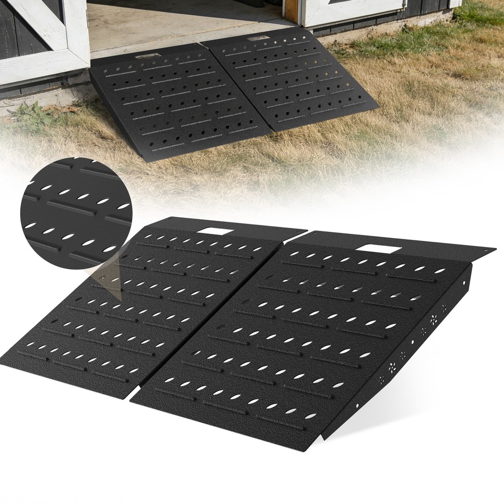 29″x48″ Shed Ramps Velvet Black Loading Ramp Alloy Loading Dock Ramp for Garages