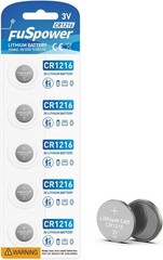 CR1216 Watch Battery CR 1216 3V Lithium Button 5 Count (Pack of 1)