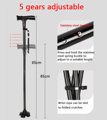Collapsible Alarm Walking Stick With LED Non-slip Adjustable Safety Walking Cane