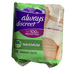 Always Discreet Maximum Protection Underwear XXL 13 Count 360 FormFit 62-80 Inch