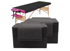 Disposable Massage Table Sheets 31×79 Black 100 Count Non Woven OPEN Package
