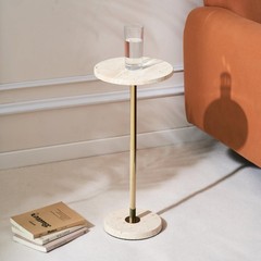 Premium Small Round Natural Marble Pedestal Side Table, End Table, Mini Drink…