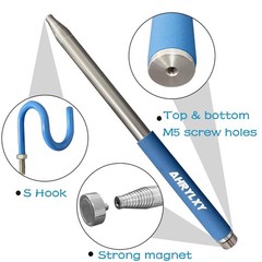 10 FT Telescoping Pickup Tool Magnetic Pole with Hook, Telescopic Push Pull R…