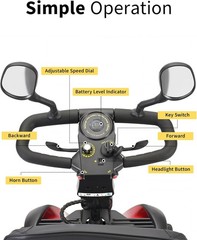4 Wheel Mobility Scooter for Adults Seniors 350W Electric Travel Scooter 350lbs