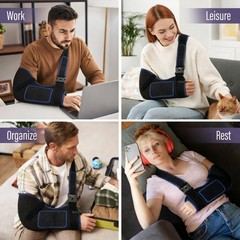 Medium Black Dark Blue Arm Sling Shoulder Immobilizer Rotator Cuff Support