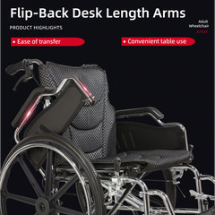 Folding Manual Transport Wheelchair, 20 “ Seat With Front and Rear Locking Hand