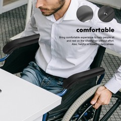 1 Pair Universal Durable Wheelchair Armrest Pads PU Material Black Covers