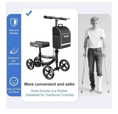 AOJIN All Terrain Knee Scooter Walker Foldable 300lb Capacity w/ Bag Black