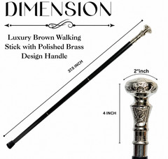Vintage Ornate Silver Handle Walking Cane – Antique Style Decorative Dress Cane