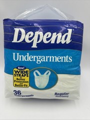 NEW Vintage 1990 Depend Undergarments 36 Pack SEALED Plastic Back