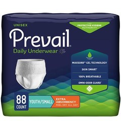 Prevail Youth Small Incontinence Underwear 88 Count Discreet Leak Protection
