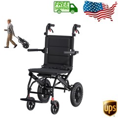 22lb Foldable Portable Lightweight Transport Wheelchair With Telescopic Handle