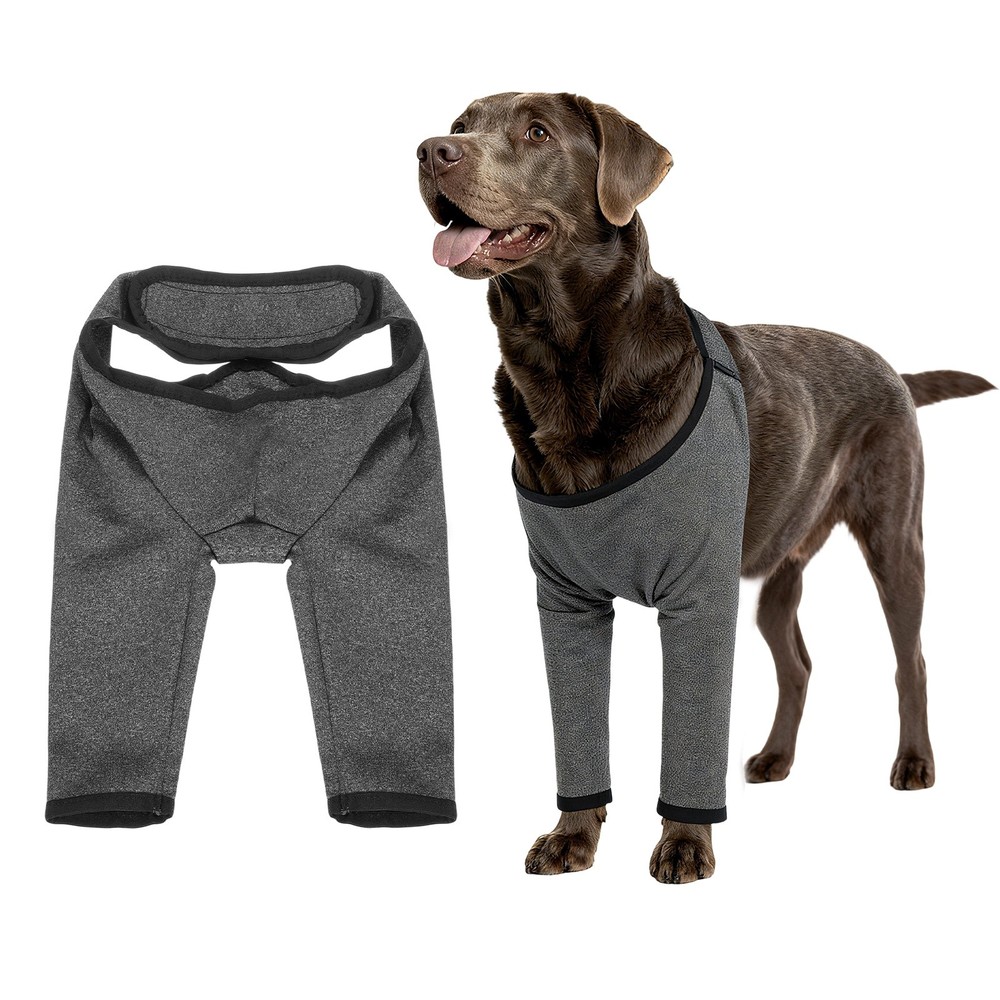 Dog Leg Sleeves Suit for Front Legs S Dark Gray Polyester