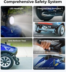 4 Wheel Folding Mobility Scooter Power Wheel Chairs Electric Device For Seniors