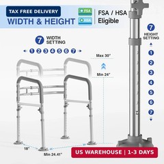 Loyoda Foldable Toilet Safety Rails for Seniors – Adjustable Toilet Safety Frame
