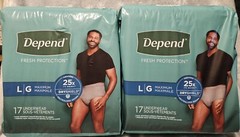 Depend Fresh Protection Dry Shield Underwear 2 Packages Of 17 Mens Large