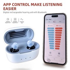 Bluetooth Hearing Aids For Seniors Rechargeable OTC With Noise Reduction Black