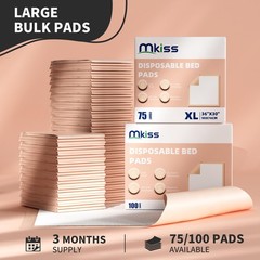 MKISS Bed Pads Disposable [75 Count] Adult 30″x36″(75 Count), Peach