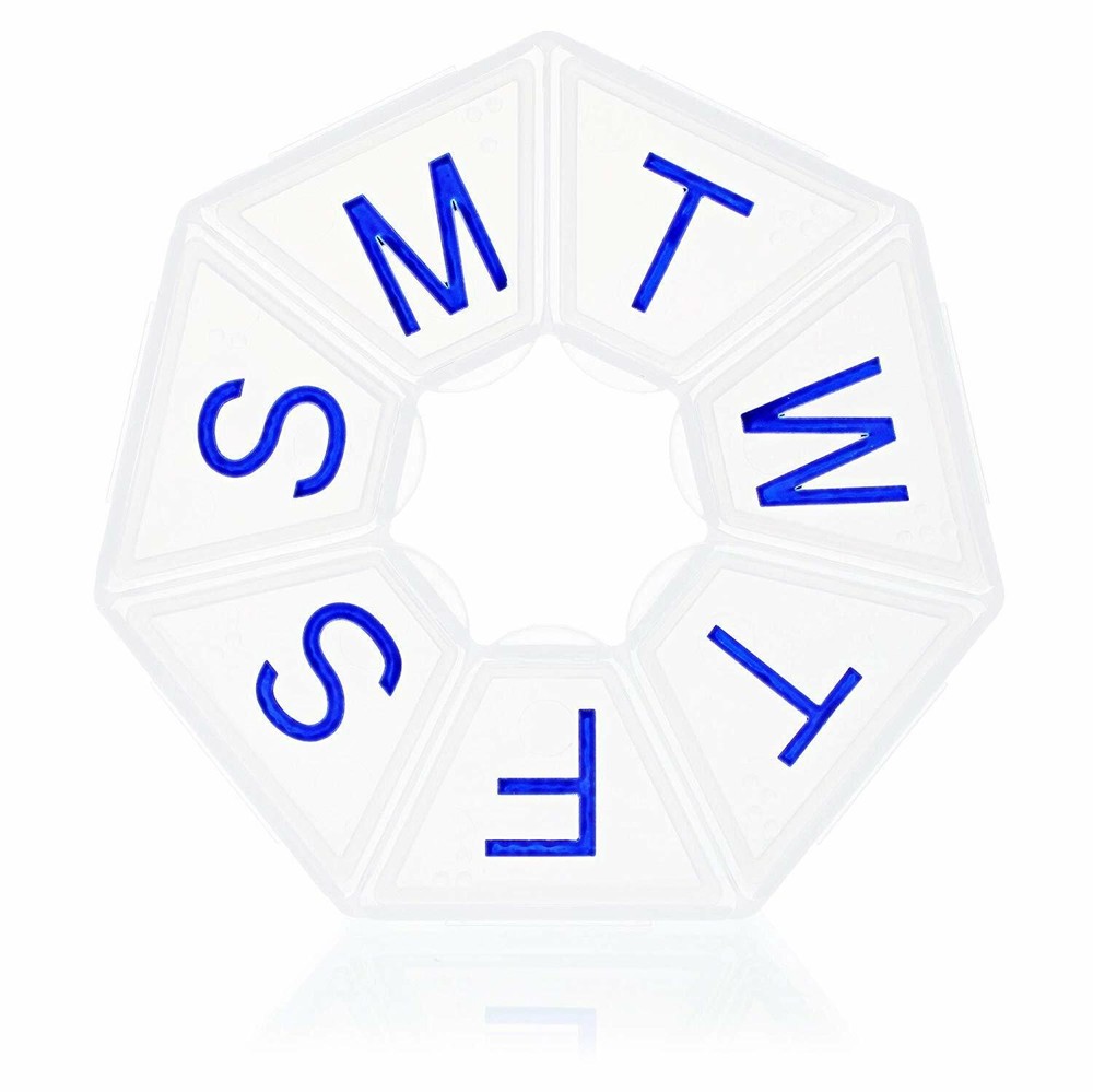 Premium Weekly Pill Organizer Clear 7 Sided Pill Case for Daily Supplements 1 CT