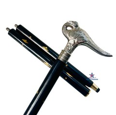 Antique vintage brass walking Stick cane Swan Hercules head wooden stick Gift