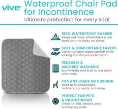 Waterproof Chair Pads for Incontinence 22×21 inches Washable Seat Protector Gray