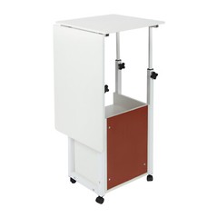 Movable Bedside Table Overbed Table w/ Wheels Adjustable Over Bed Desk 70-88cm