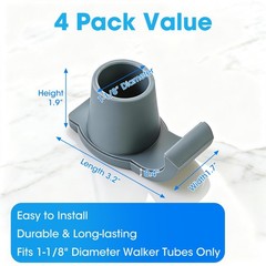 4 Pack Walker Skis Glides – Universal Sliders for Folding Walkers, Gray, Grey