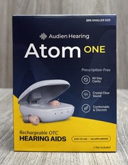 Audien Hearing Atom One OTC Hearing Aids Wireless, Rechargeable, Beige (SEALED)