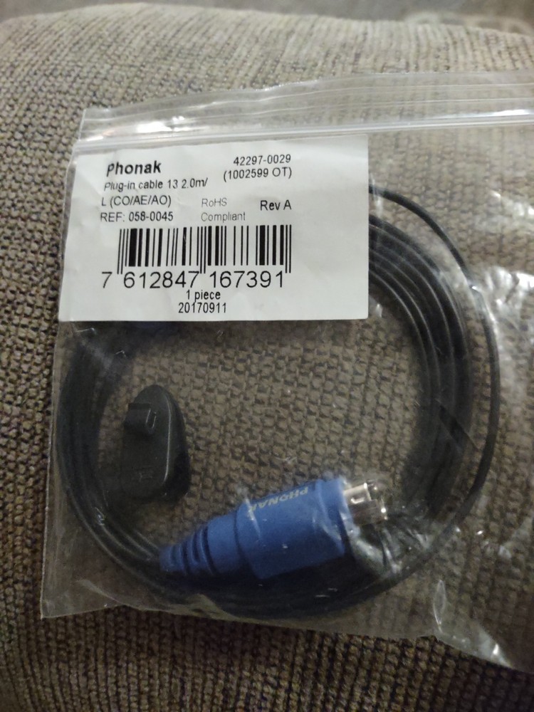 ⭐️Phonak Hearing Aid Programming Plug-in Cable 13 2.0m/L and 20in/L Blue / Left