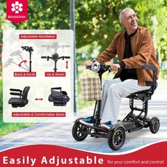 Collapsible 25 MIL Range Mobility Travel Scooter with 20″ Detachable Large Seat