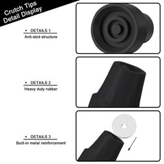 4 Pack 3/4 Inch Rubber Cane Tips Non Slip for Walkers Crutches Chairs Black