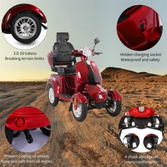 Heavy Duty 4 Wheel Mobility Scooters 500lbs 800W All Terrain for Seniors Adults