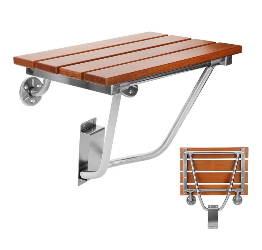 Magam Shower Wall Seat Teak & Stainless Steel