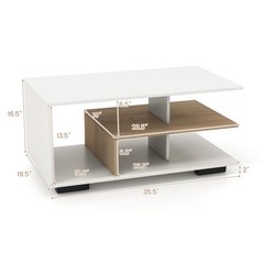Giantex Modern Rectangular Accent Table L-Shaped Middle Shelf 3-Tier Cocktail