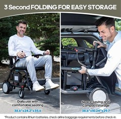 29lbs Ultra Lightweight Carbon Fiber Electric Wheelchair Foldable Power Mobility