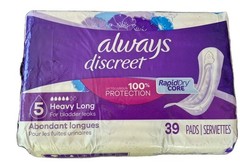 Always Discreet, Incontinence & Postpartum Pads For Women, Lot Of 4