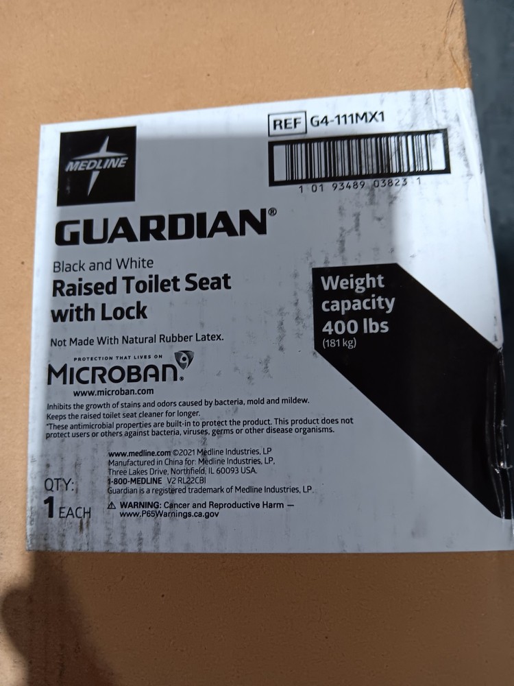 Guardian 5″ Raised Toilet Seat with Lock 400lb Capacity White Model G4-111MX1