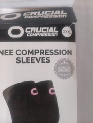 New Crucial Knee Compression Sleeves Pair Black Size XXX Large New