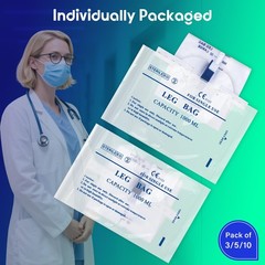 1000ml Leg Urinary Drainage Bags with 2 Adjustable Elastic Straps, 3 Pack