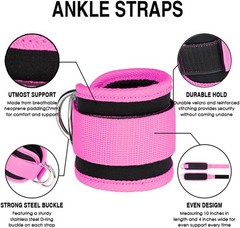 1 Pair Adjustable Ankle Straps Resistance Bands with D-Ring for Gym Training