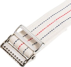Secure Metal Buckle Gait Belt – 60in, Beige Striped Transfer Aid for Caregivers
