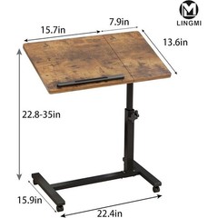 Overbed Table Adjustable Height W/ Locking Wheels Stable Metal Construction New