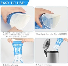 Disposable Urine Bag Blue Urinal 12/24 Travel 1 Pack Blue-24 PE