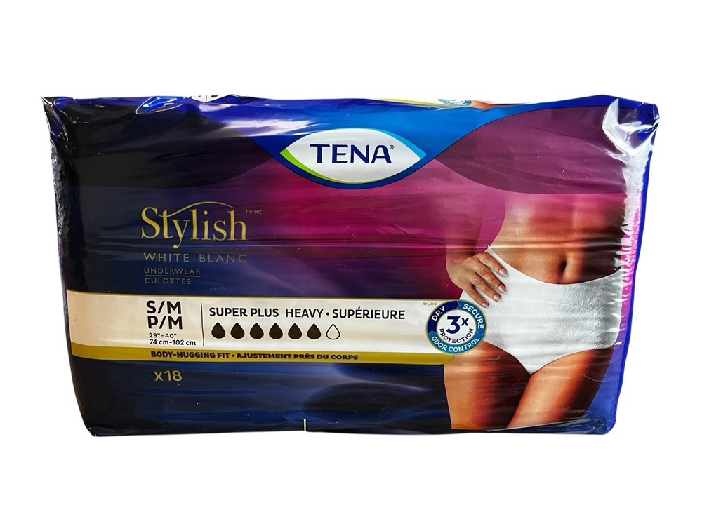 TENA Stylish Incontinence Underwear Super Plus Heavy 18 ct Size S/M 29-40” New
