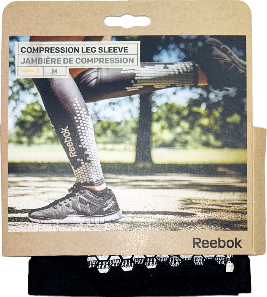 Reebok Compresson Leg Calf Sleeve Protection 1 Pair Running Support Black Size M